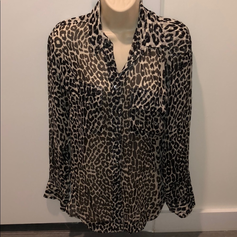 Silk Leopard Print Equipment Blouse sz XS